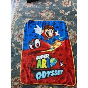 Nintendo Super Mario Odyssey Silky Soft Fleece Throw Blanket 37” X 49”